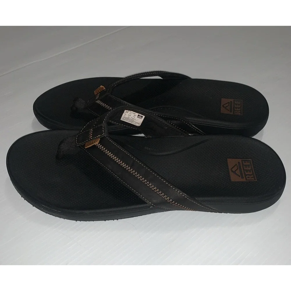 Reef Cushion Phantom 2.0 LE Flip Flop Sandals Leather Foam Men's Black US13 EU46